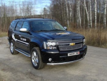 Защита переднего бампера овальная 75х42 мм ТСС тюнинг Chevrolet Tahoe ( GMT900,  K2UC) (2006-2021) 5 дв. (нержавейка)