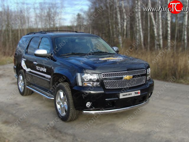 26 999 р. Защита переднего бампера овальная 75х42 мм ТСС тюнинг Chevrolet Tahoe K2UC (2014-2021) (нержавейка)  с доставкой в г. Майкоп