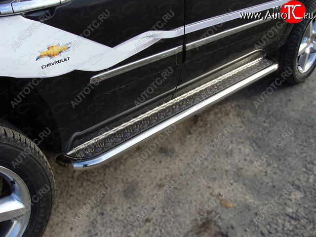 36 999 р. Пороги с площадкой 60,3 мм ТСС Тюнинг Chevrolet Tahoe GMT900 5 дв. (2006-2013) (серые)  с доставкой в г. Майкоп