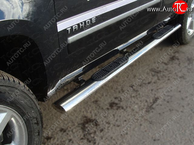 43 949 р. Пороги овальные с накладкой 120x60 мм ТСС Тюнинг  Chevrolet Tahoe  GMT900 (2006-2013) 5 дв. (серые)  с доставкой в г. Майкоп