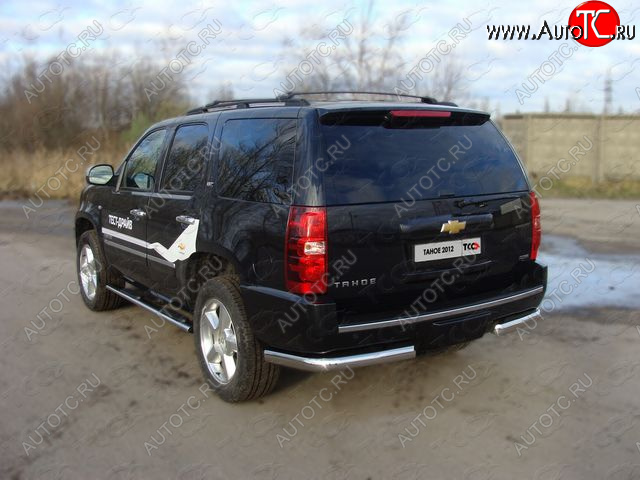 23 899 р. Защита задняя (уголки, нержавейка 75*42 мм) ТСС Тюнинг  Chevrolet Tahoe ( GMT900,  K2UC) (2006-2021) 5 дв.  с доставкой в г. Майкоп