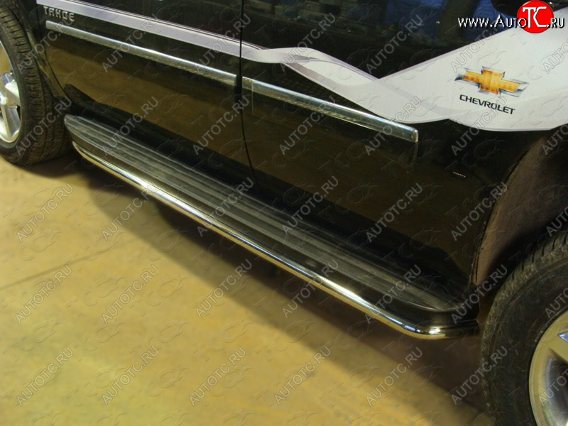 27 449 р. Защита порогов алюминий 60,3 мм, ТСС Тюнинг  Chevrolet Tahoe ( GMT900,  K2UC) (2006-2021) 5 дв.  с доставкой в г. Майкоп