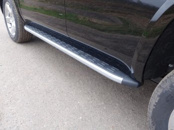 Пороги алюминиевые с пластиковой накладкой, ТСС Тюнинг Chevrolet Tahoe  K2UC (2014-2021) (карбон серебро)