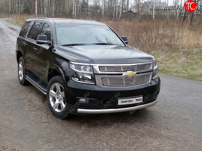 26 999 р. Защита переднего бампера нижняя овальная 75х42 мм ТСС Тюнинг Chevrolet Tahoe K2UC (2014-2021) (нержавейка)  с доставкой в г. Майкоп