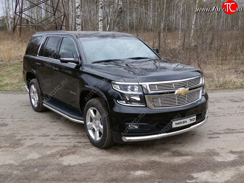 23 549 р. Защита переднего бампера нижняя d76,1 мм ТСС Тюнинг Chevrolet Tahoe K2UC (2014-2021) (нержавейка)  с доставкой в г. Майкоп