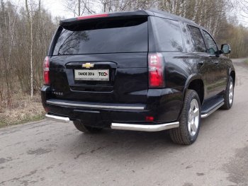 Защита задняя (уголки овальные, нержавейка 75х42 мм) ТСС Тюнинг Chevrolet Tahoe K2UC (2014-2021) (уголки овальные)