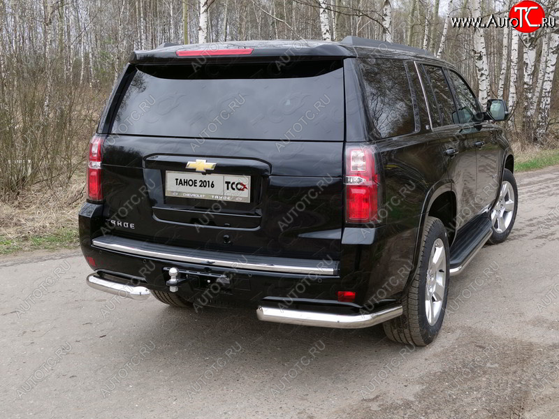 20 599 р. Защита задняя (уголки, нержавейка 76,1 мм) ТСС Тюнинг Chevrolet Tahoe K2UC (2014-2021)  с доставкой в г. Майкоп