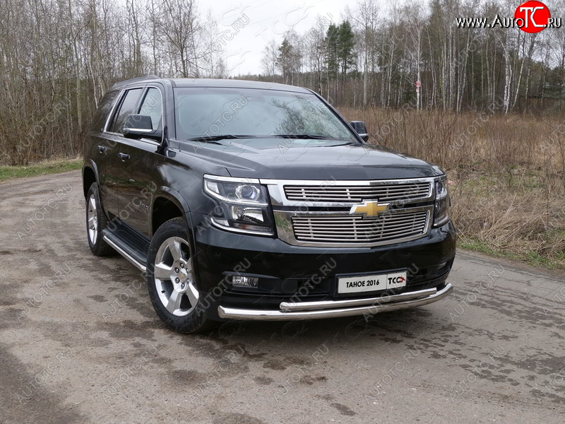 34 999 р. Защита передняя нижняя двойная 76,1*50,8 мм Тюнинг Chevrolet Tahoe K2UC (2014-2021) (нержавейка)  с доставкой в г. Майкоп
