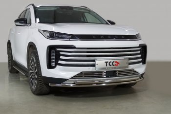 Защита переднего бампера нижняя двойная 42,4*42,4 мм ТСС Тюнинг EXEED TXL (2021-2025) 1-ый рестайлинг (нержавейка)