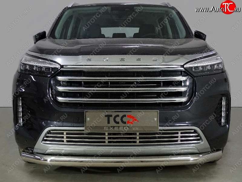21 399 р. Защита переднего бампера нижняя d76,1 мм ТСС Тюнинг  EXEED VX (2020-2023) дорестайлинг (нержавейка)  с доставкой в г. Майкоп