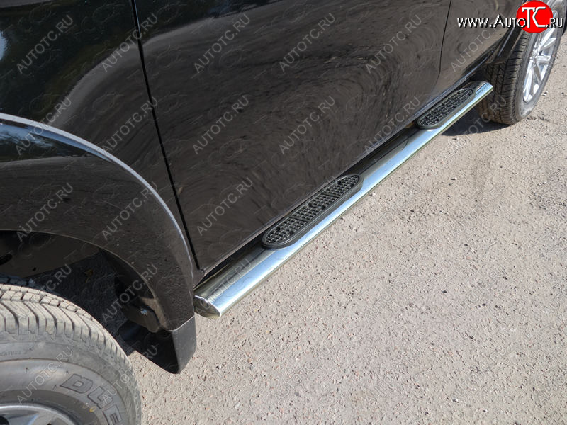 40 799 р. Пороги овальные с накладкой 120x60 мм ТСС Тюнинг  Fiat Fullback (2016-2018) (серые)  с доставкой в г. Майкоп