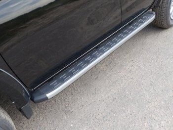 Пороги алюминиевые с пластиковой накладкой ТСС Тюнинг Fiat Fullback (2016-2018) (серые)