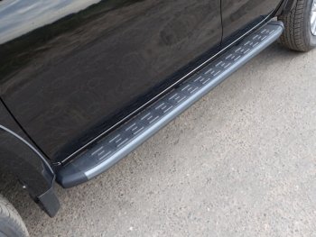 Пороги алюминиевые с пластиковой накладкой, ТСС Тюнинг Fiat Fullback (2016-2018) ( карбон серебро)