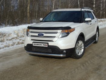 Защита переднего бампера кенгурин 75*42 мм ТСС Тюнинг Ford Explorer  U502 (2010-2016) дорестайлинг (нержавейка)