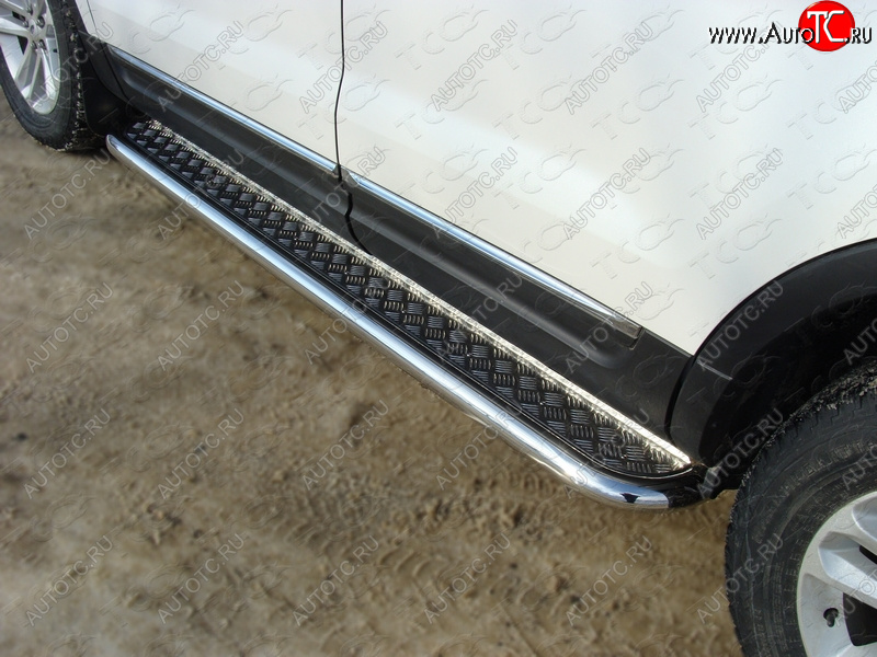 36 999 р. Пороги с площадкой 60,3 мм ТСС Тюнинг Ford Explorer U502 дорестайлинг (2010-2016) (серые)  с доставкой в г. Майкоп