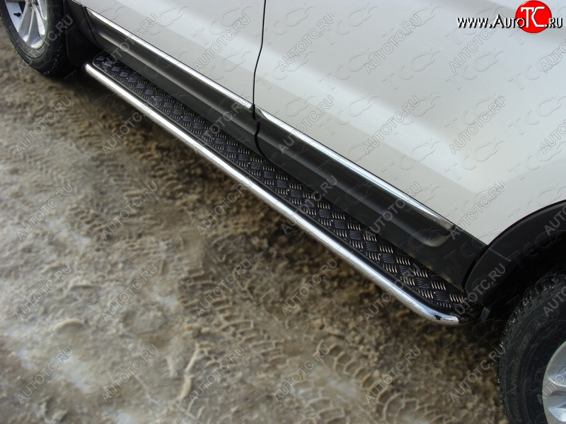 31 999 р. Пороги с площадкой 42,4 мм ТСС Тюнинг Ford Explorer U502 дорестайлинг (2010-2016) (серые)  с доставкой в г. Майкоп