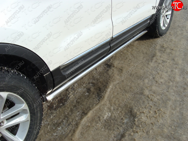 23 549 р. Защита порогов труба d60,3 мм ТСС Тюнинг Ford Explorer U502 дорестайлинг (2010-2016) (серые)  с доставкой в г. Майкоп