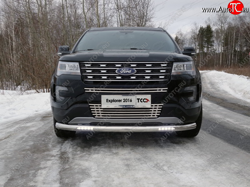 11 749 р. Нижняя декоративная вставка в бампер ТСС Тюнинг Ford Explorer U502 1-ый рестайлинг, 5 дв. (2015-2018) (d 16 мм )  с доставкой в г. Майкоп