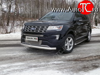 21 999 р. Защита передняя нижняя овальная короткая 75х42 мм ТСС Тюнинг  Ford Explorer  U502 (2015-2018) 1-ый рестайлинг, 5 дв. (нержавейка)  с доставкой в г. Майкоп