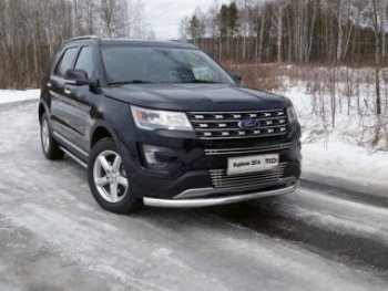 Защита переднего бампера нижняя 76,1 мм ТСС Тюнинг Ford Explorer U502 1-ый рестайлинг, 5 дв. (2015-2018) (нержавейка)