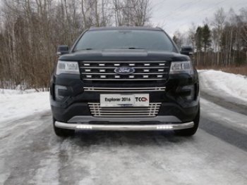 Защита переднего бампера нижняя с ДХО 76,1 мм ТСС Тюнинг Ford Explorer U502 1-ый рестайлинг, 5 дв. (2015-2018) (нержавейка)