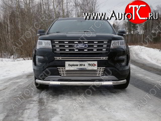 39 749 р. Защита переднего бампера нижняя с ДХО 76,1 мм ТСС Тюнинг  Ford Explorer  U502 (2015-2018) 1-ый рестайлинг, 5 дв. (нержавейка)  с доставкой в г. Майкоп