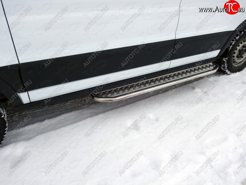 20 849 р. Правый порог с площадкой укороченный d 42,4 мм ТСС Тюнинг Ford Transit цельнометаллический фургон (2014-2022) (серые)  с доставкой в г. Майкоп