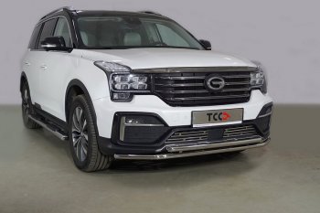 Защита переднего бампера нижняя двойная 42,4*42,4 мм ТСС Тюнинг GAC GS8 (2016-2023) (нержавейка)