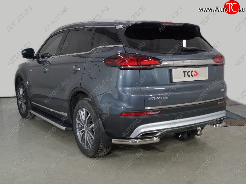 20 749 р. Защита задняя (уголки 60,3 мм) ТСС Тюнинг  Geely Atlas Pro  NL3 (2019-2025) (уголки)  с доставкой в г. Майкоп