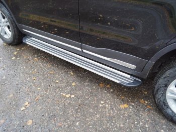 Пороги алюминиевые Slim Line ТСС Тюнинг Geely Atlas  NL3 - Atlas Pro  NL3 (Silver )