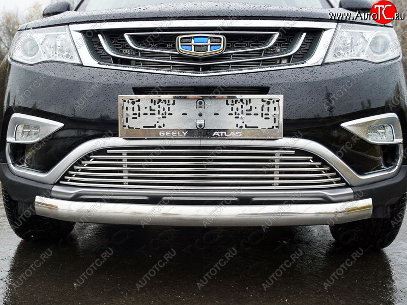 11 749 р. Нижняя декоративная вставка в бампер ТСС Тюнинг  Geely Atlas  NL3 (2016-2022) (d 12 мм)  с доставкой в г. Майкоп