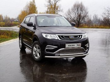Защита переднего бампера нижняя двойная 60,3*42,4 мм ТСС Тюнинг Geely Atlas  NL3 (2016-2022) (нержавейка)
