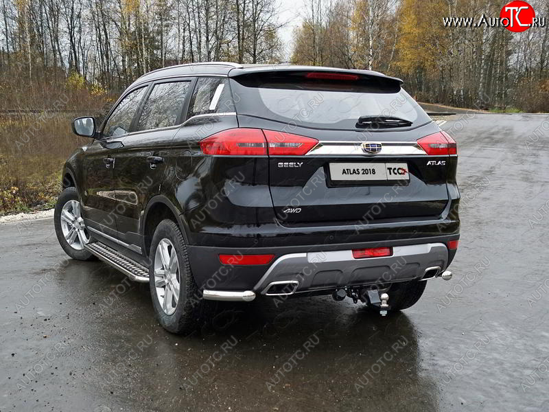 8 799 р. Защита заднего бампера (уголки, d60,3 мм) TCC  Geely Atlas  NL3 (2016-2022)  с доставкой в г. Майкоп