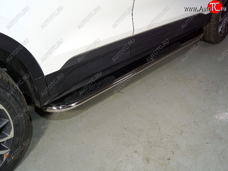 35 999 р. Пороги овальные гнутые с накладкой 75х42 мм ТСС Тюнинг  Geely Coolray  SX11 (2018-2023) дорестайлинг (серые)  с доставкой в г. Майкоп