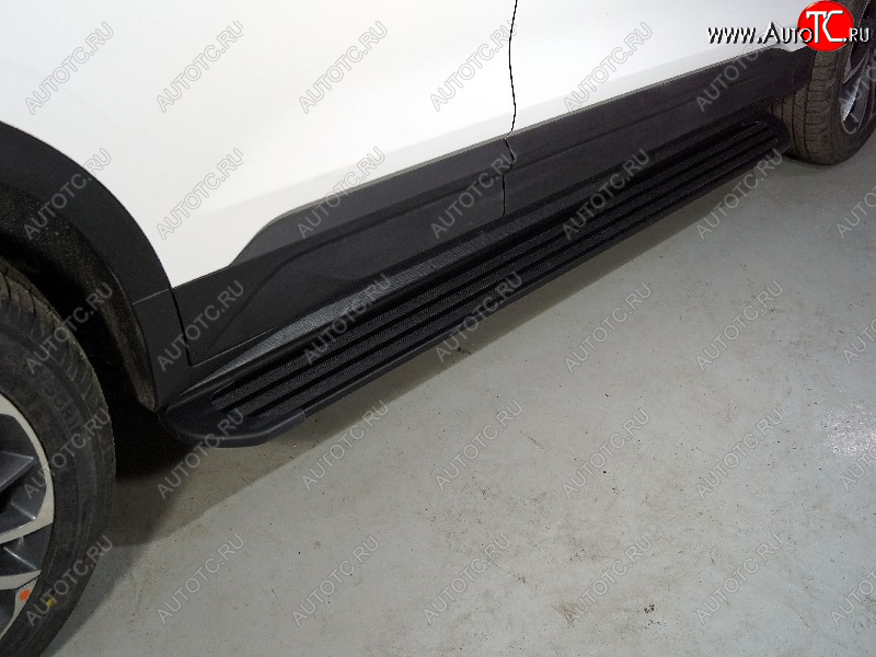 21 999 р. Пороги алюминиевые Slim Line ТСС Тюнинг  Geely Coolray  SX11 (2018-2023) дорестайлинг (Black)  с доставкой в г. Майкоп