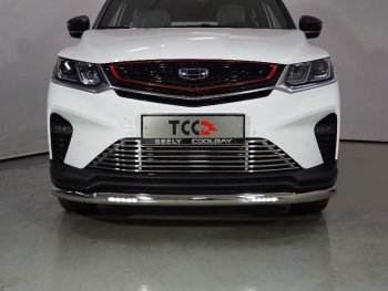 Защита переднего бампера нижняя с ДХО 60,3 мм ТСС Тюнинг Geely Coolray  SX11 (2018-2023) дорестайлинг (нержавейка)