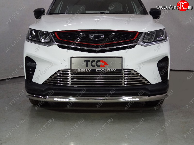 32 999 р. Защита переднего бампера нижняя с ДХО 60,3 мм ТСС Тюнинг Geely Coolray SX11 дорестайлинг (2018-2023) (нержавейка)  с доставкой в г. Майкоп