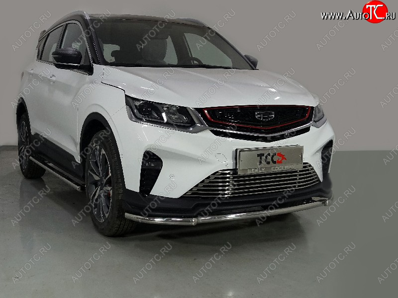 17 099 р. Защита переднего бампера нижняя 42,4 мм ТСС Тюнинг Geely Coolray SX11 дорестайлинг (2018-2023) (нержавейка)  с доставкой в г. Майкоп