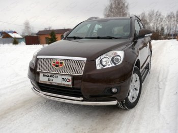 Защита переднего бампера нижняя двойная 60,3*42,4 мм ТСС Тюнинг Geely Emgrand X7 (2011-2015) дорестайлинг (нержавейка)