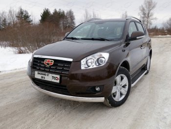 Защита переднего бампера нижняя овальная 75х42 мм ТСС Тюнинг Geely Emgrand X7 (2011-2015) дорестайлинг (нержавейка)