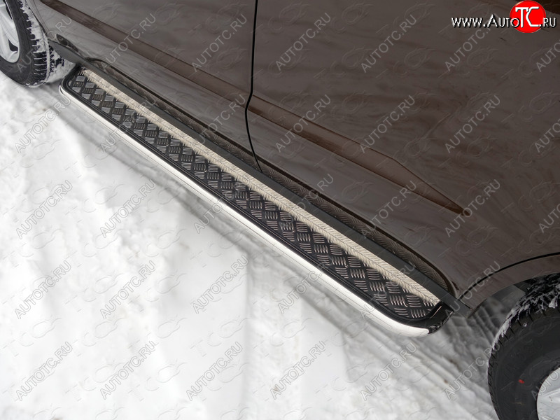 27 849 р. Пороги с площадкой 42,4 мм ТСС Тюнинг Geely Emgrand X7 дорестайлинг (2011-2015) (серые)  с доставкой в г. Майкоп