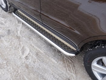 Пороги с площадкой 60,3 мм ТСС Тюнинг Geely Emgrand X7 дорестайлинг (2011-2015) (серые)