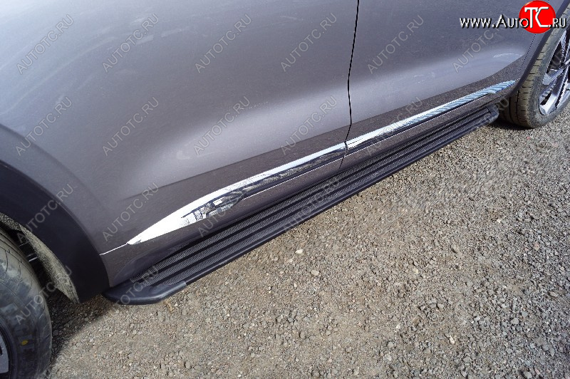 21 999 р. Пороги алюминиевые Slim Line ТСС Тюнинг  Geely Monjaro (2022-2025) (Black)  с доставкой в г. Майкоп