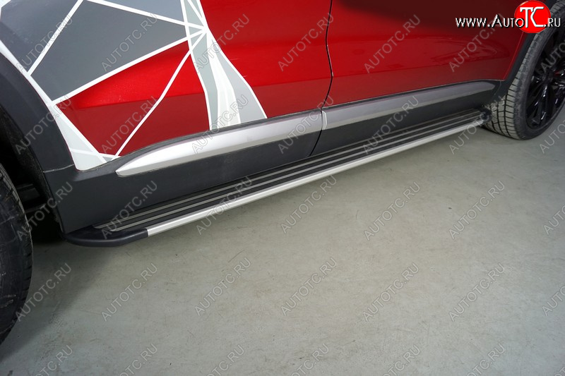 20 599 р. Пороги алюминиевые Slim Line ТСС Тюнинг  Geely Tugella  FY11,HPBA4 (2019-2025) дорестайлинг, рестайлинг (Silver)  с доставкой в г. Майкоп
