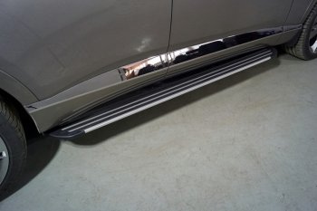 Пороги алюминиевые Slim Line ТСС Тюнинг GENESIS GV80  JK1 (2020-2022) (Silver)