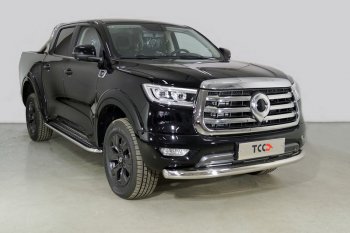 Защита переднего бампера нижняя d76,1 мм ТСС Тюнинг Great Wall Poer (2021-2025) (нержавейка)