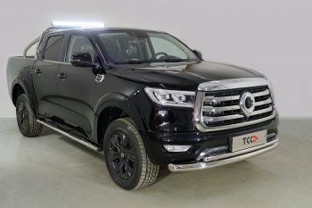 Защита переднего бампера нижняя двойная 76,1*42,2 мм ТСС Тюнинг Great Wall Poer (2021-2025) (нержавейка)