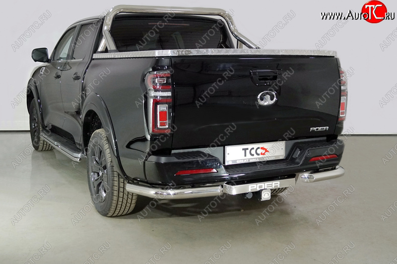25 399 р. Защита задняя (уголки, нержавейка 76,1 мм) ТСС Тюнинг  Great Wall Poer (2021-2025)  с доставкой в г. Майкоп