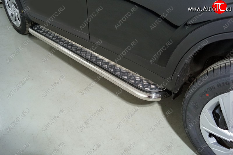 34 799 р. Пороги с площадкой 60,3 мм ТСС Тюнинг  Haval Dargo (2022-2025) (серые)  с доставкой в г. Майкоп