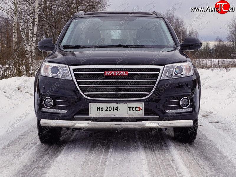 38 999 р. Защита передняя нижняя овальная с ДХО 75х42 мм ТСС Тюнинг  Haval H6 (2013-2020) (нержавейка)  с доставкой в г. Майкоп